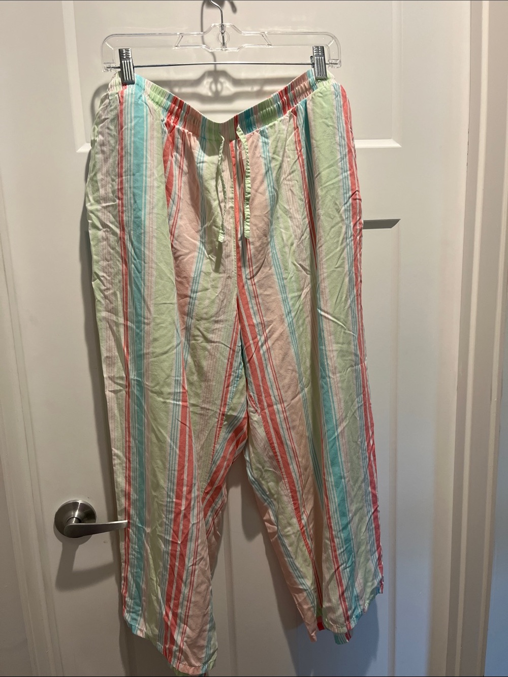 Pastel Striped Drawstring Lounge Pants - Multicolor